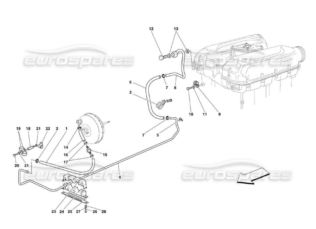 ferrari 360 challenge stradale système de servofrein schéma des pièces