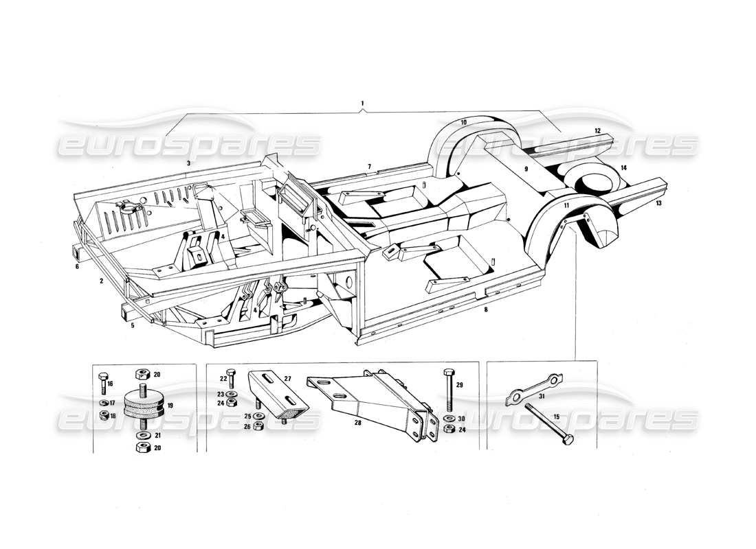 maserati qtp.v8 4.9 (s3) 1979 cadre schéma des pièces