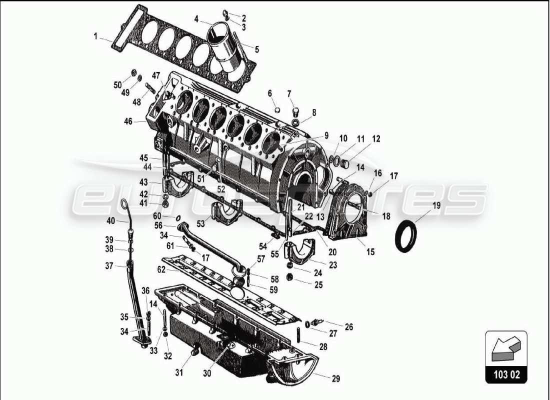 lamborghini 350 gt carter moteur schéma des pièces