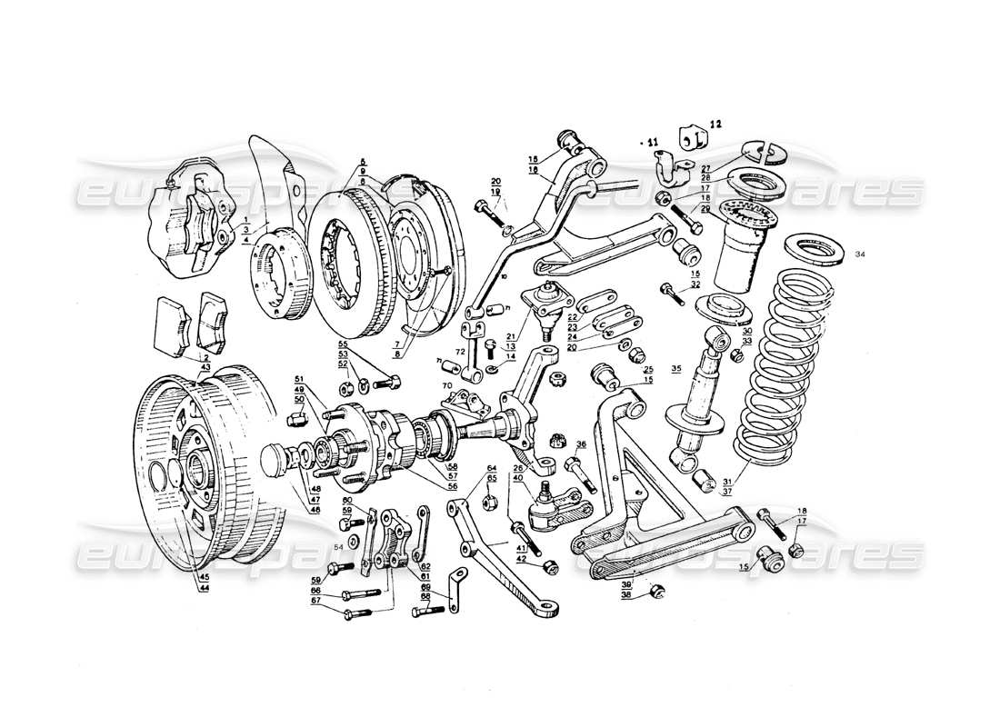 maserati qtp.v8 4.9 (s3) 1979 suspension avant schéma des pièces