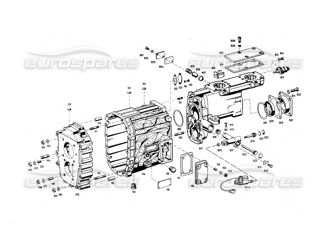 maserati qtp.v8 4.9 (s3) 1979 boîtier de transmission schéma des pièces