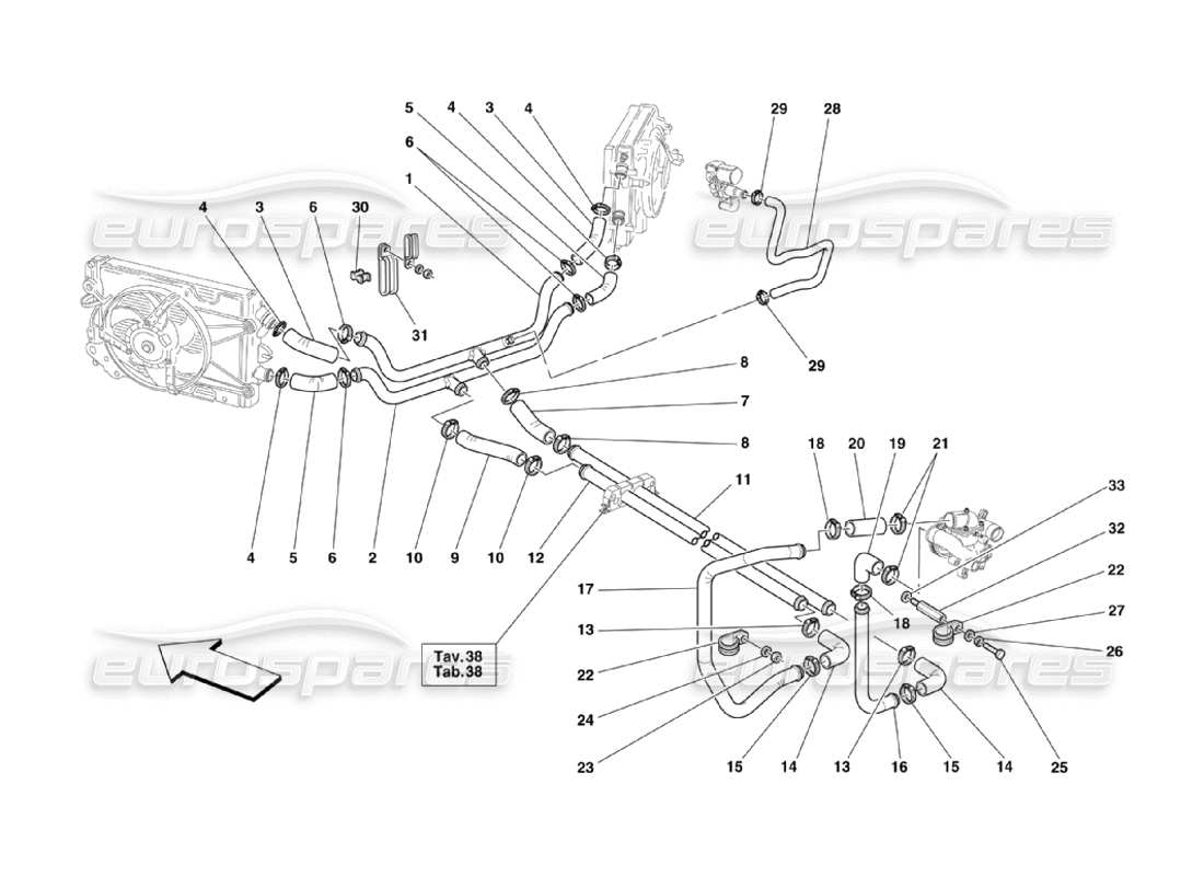 ferrari 360 challenge stradale système de refroidissement schéma des pièces