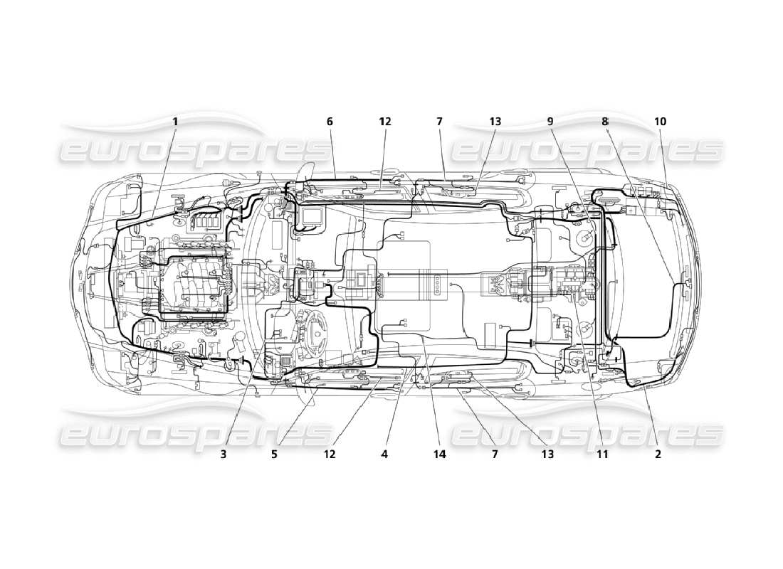 maserati qtp. (2006) 4.2 câbles principaux (page 1-2) schéma des pièces