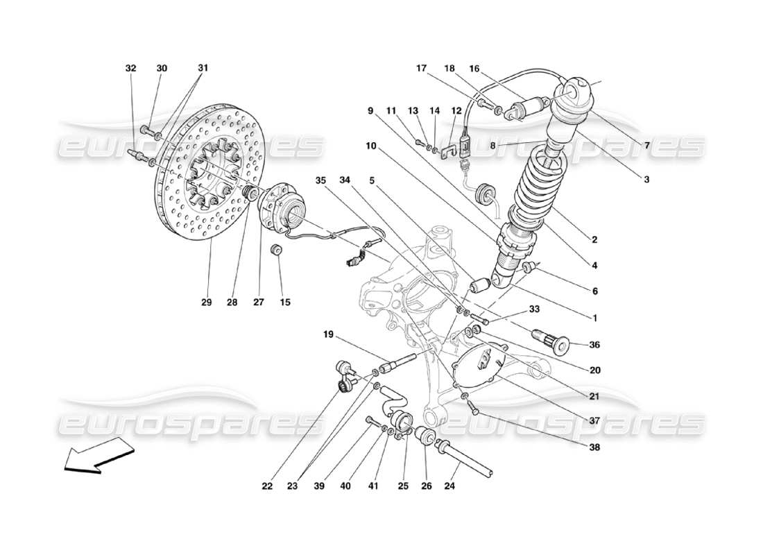 ferrari 360 challenge stradale suspension avant - amortisseur et disque de frein schéma des pièces