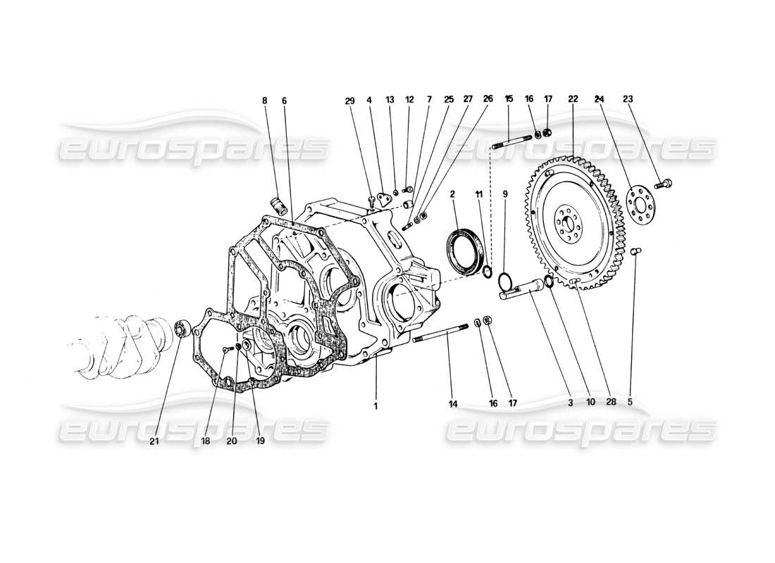 ferrari 328 (1985) entretoise de volant moteur et de carter d'embrayage schéma des pièces
