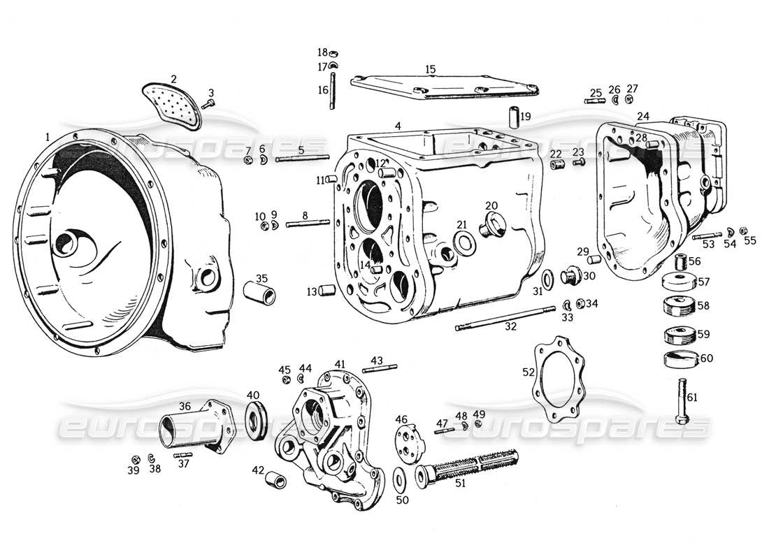 ferrari 250 gte (1957) carter de transmission et embrayage schéma des pièces