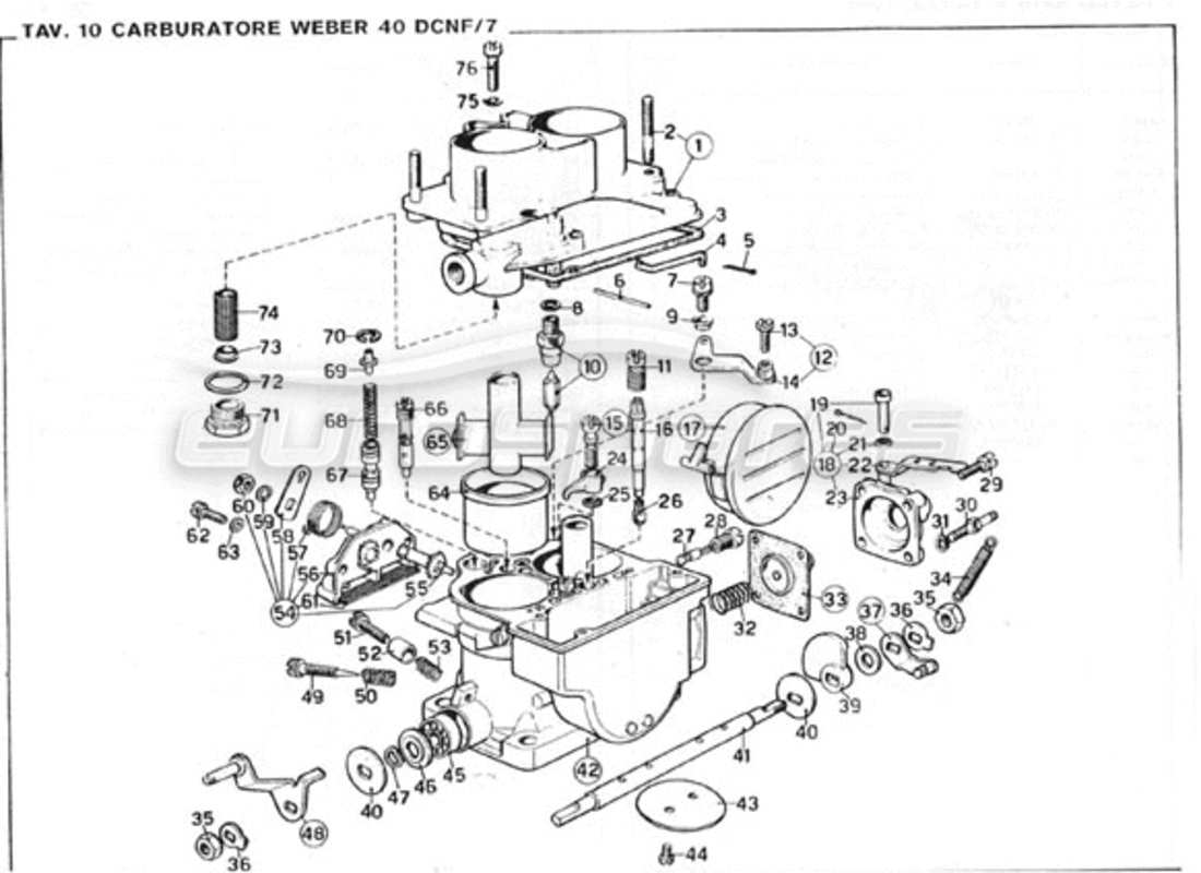 ferrari 246 gt series 1 schéma des pièces du carburateur weber