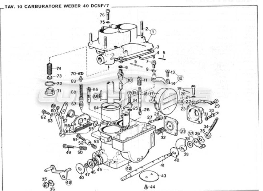 ferrari 246 gt series 1 carburateur weber schéma des pièces