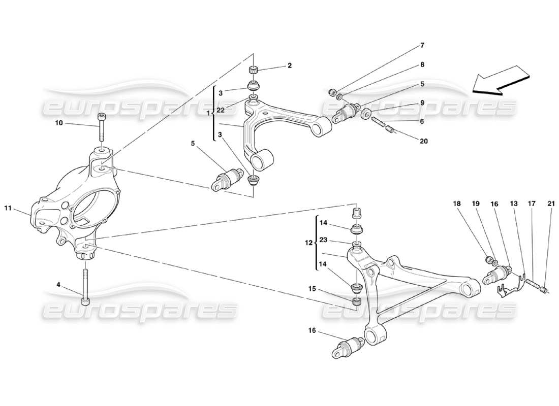 ferrari 360 challenge stradale suspension avant - schéma des pièces des triangles