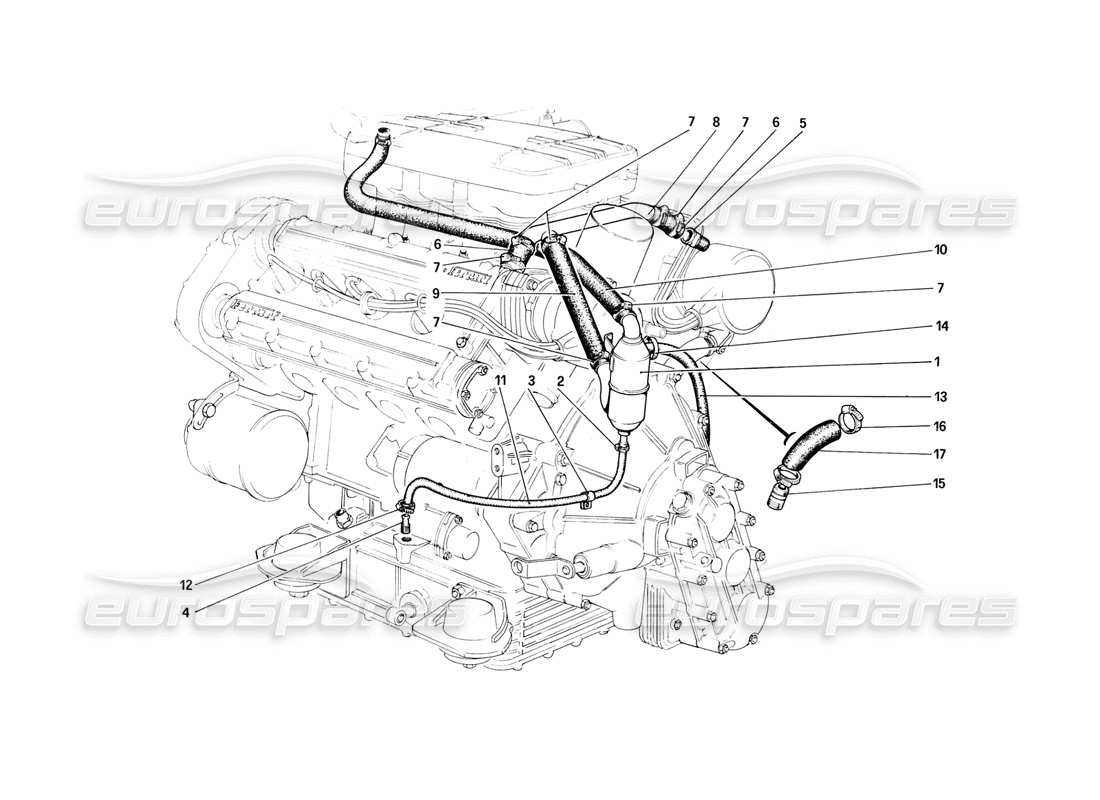 ferrari mondial 8 (1981) diagramme des pièces du système blow-by