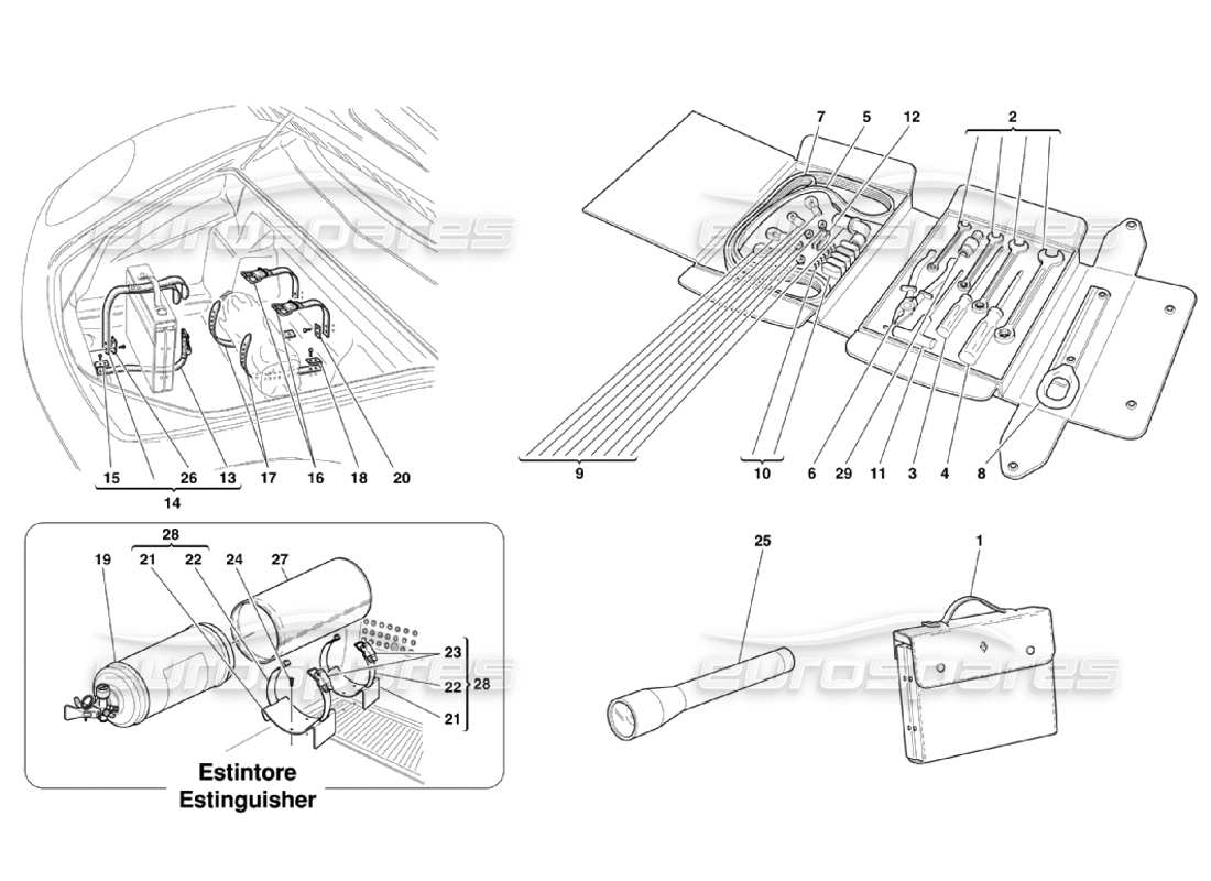 ferrari 360 challenge stradale outils, équipements et accessoires schéma des pièces