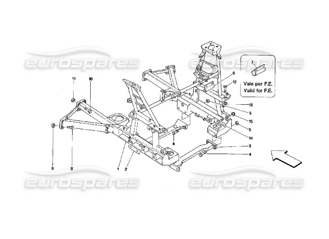 ferrari mondial 3.4 t coupe/cabrio cadre arrière amovible - valable pour les voitures avec 4p schéma de pièces