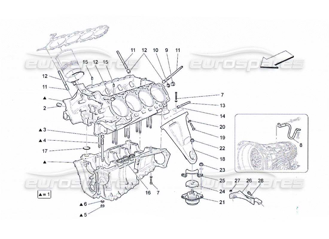 maserati qtp. (2010) 4.2 carter moteur schéma des pièces