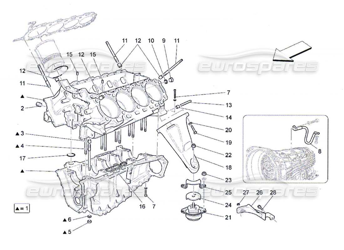 maserati qtp. (2010) 4.7 carter moteur schéma des pièces