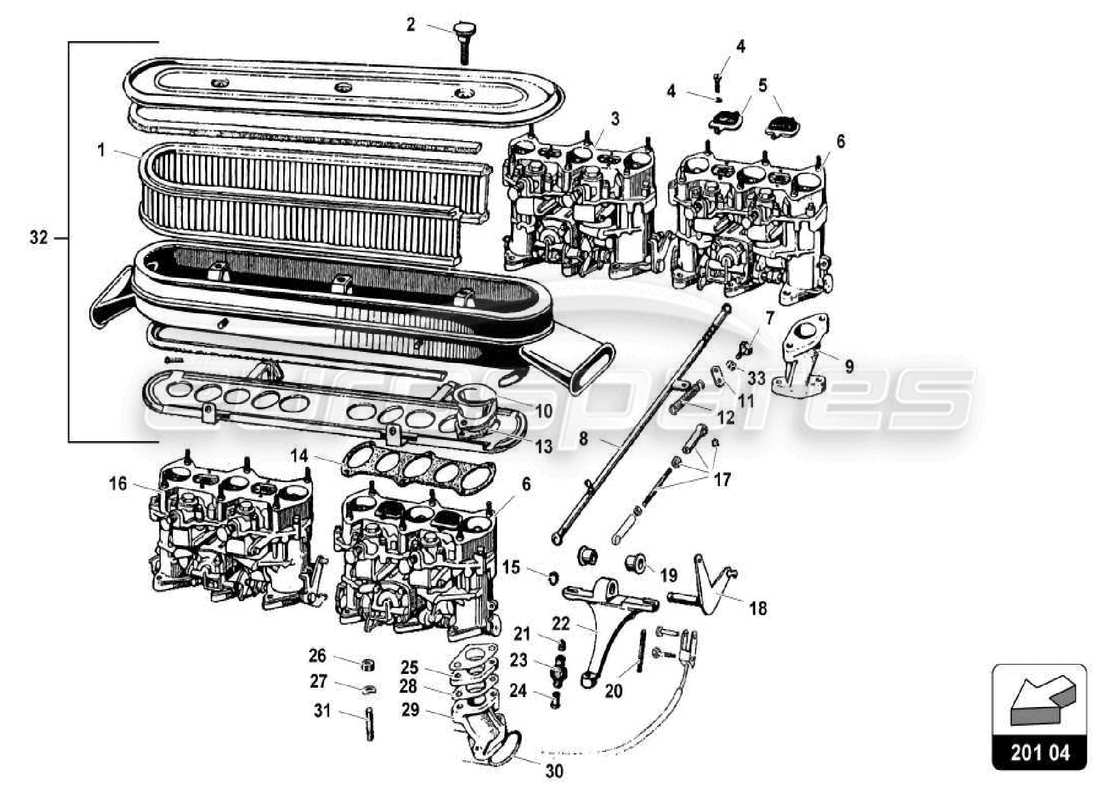 lamborghini miura p400s système de carburant schéma des pièces