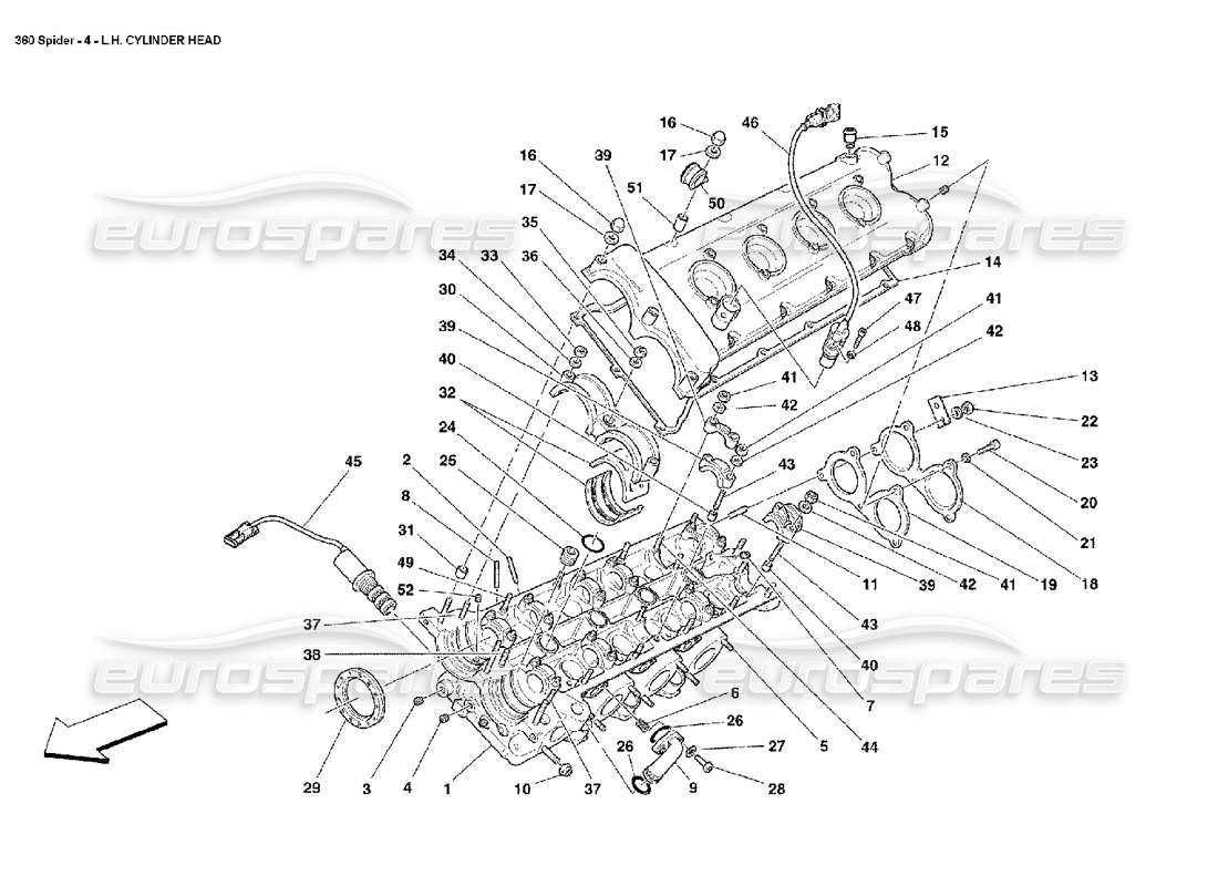 ferrari 360 spider schéma des pièces de la culasse gauche