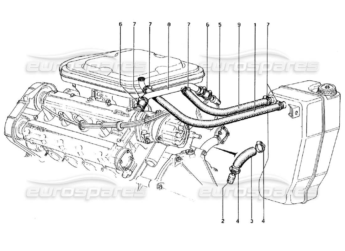 ferrari 308 gtb (1976) diagramme des pièces du système blow-by