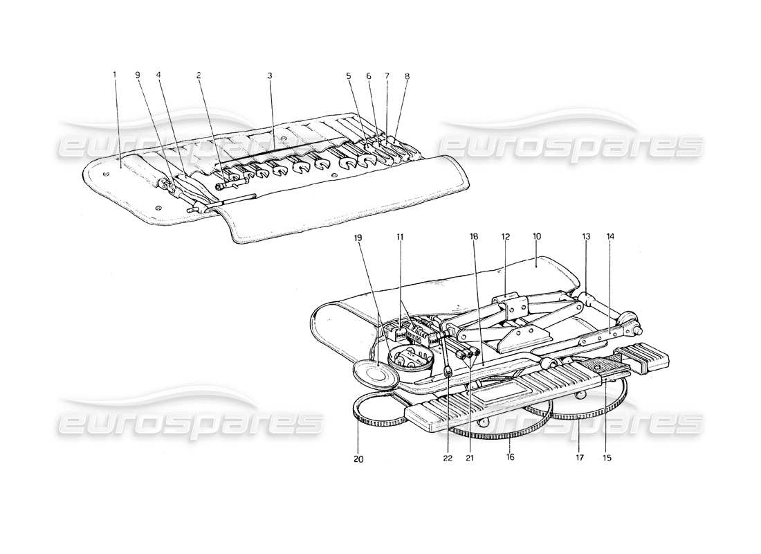 ferrari 308 gt4 dino (1979) trousse à outils schéma des pièces