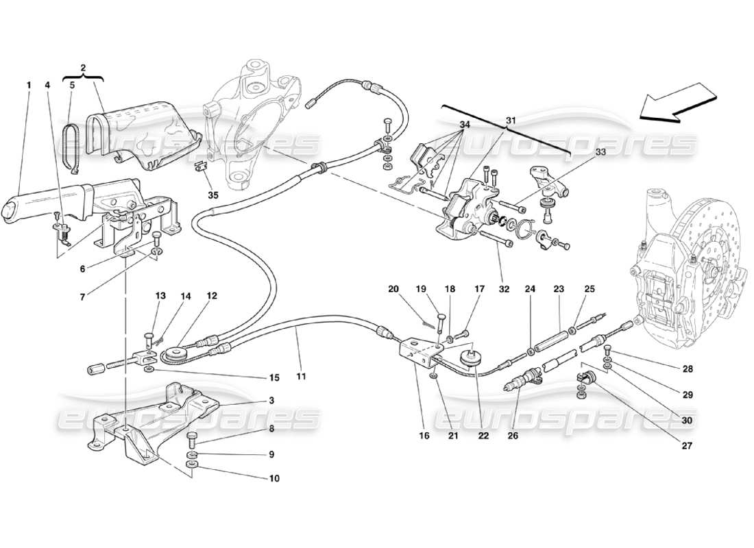 ferrari 360 challenge stradale commande de frein à main schéma des pièces