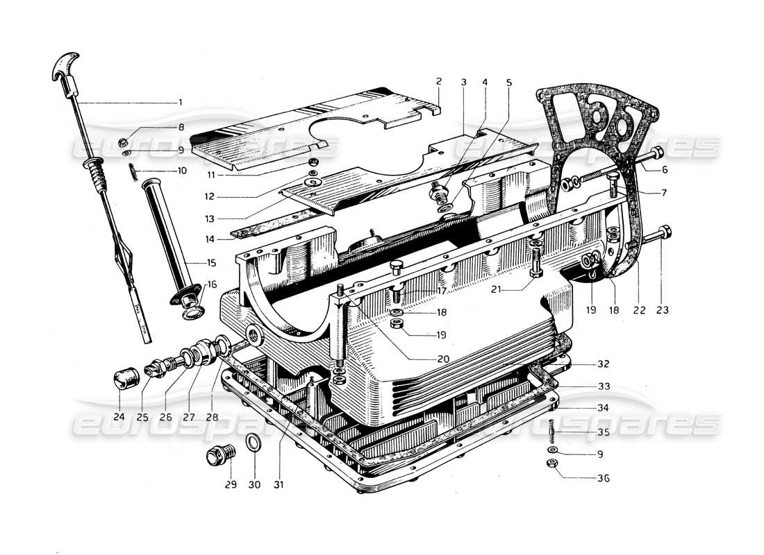 ferrari 275 gtb/gts 2 cam schéma des pièces du carter d'huile