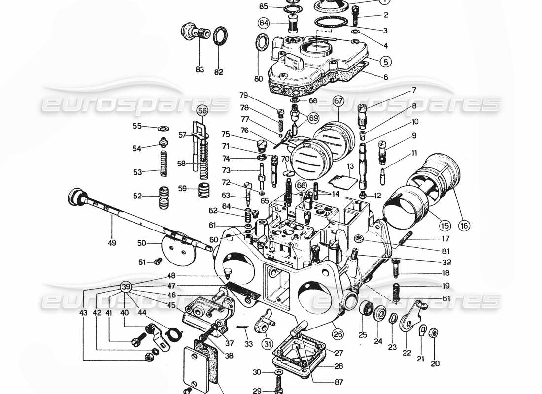 ferrari 365 gtc4 (mechanical) carburateur weber 38 dcoe 59-60 schéma des pièces