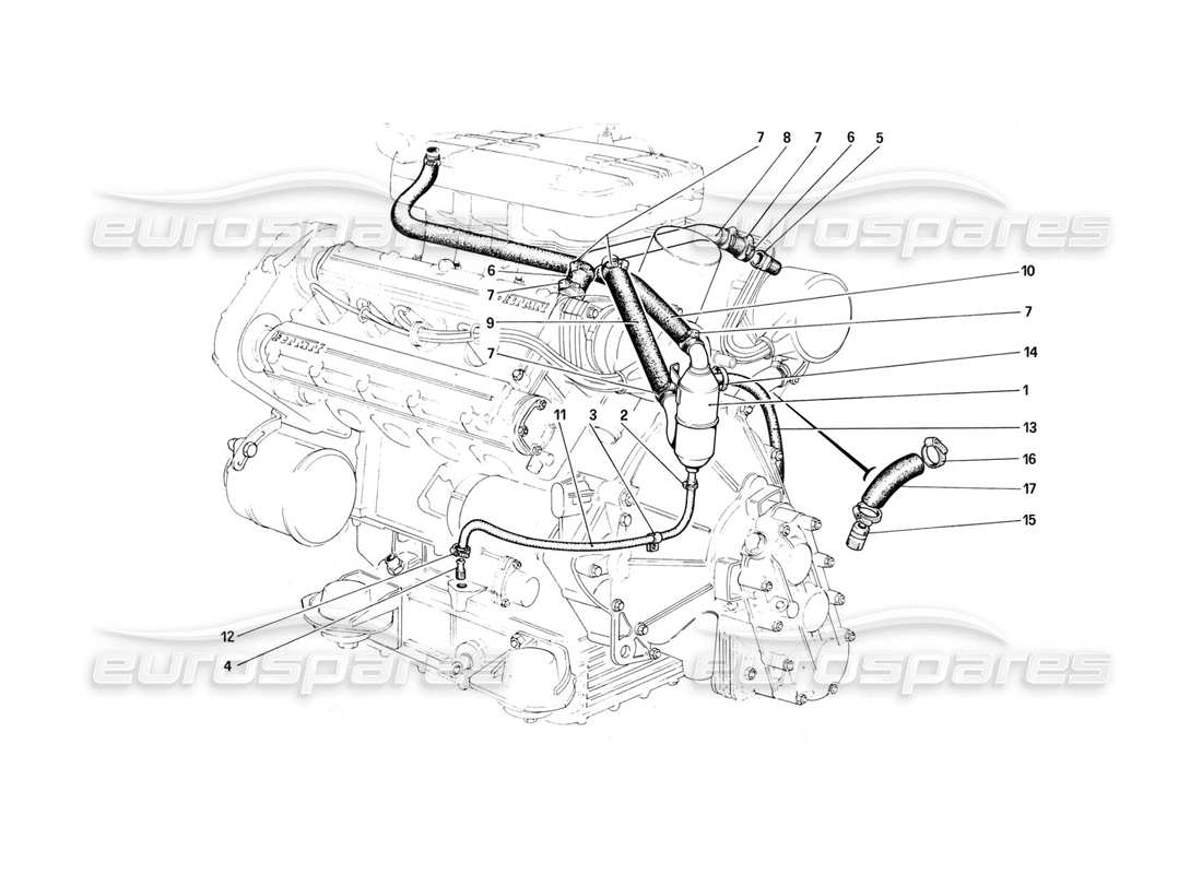 ferrari 308 (1981) gtbi/gtsi diagramme des pièces du système blow-by