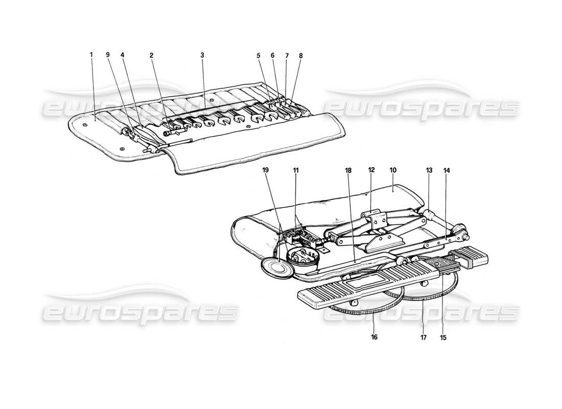 ferrari 308 (1981) gtbi/gtsi trousse à outils schéma des pièces