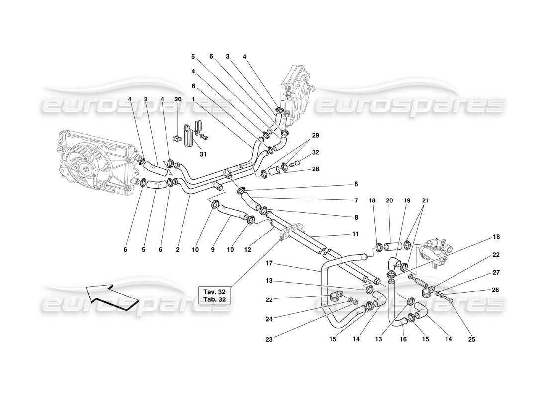 ferrari 360 challenge (2000) système de refroidissement schéma des pièces