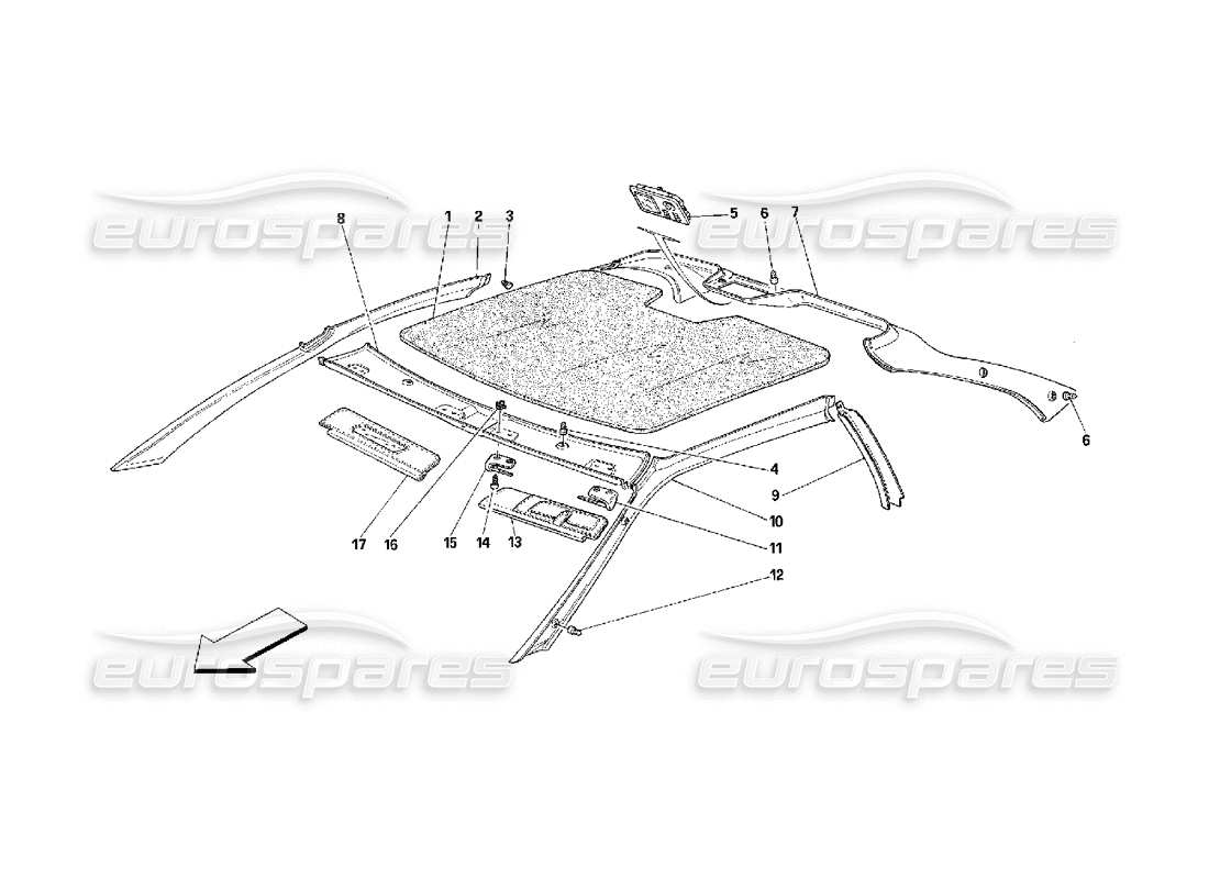 ferrari 348 (2.7 motronic) garnitures de toit schéma des pièces