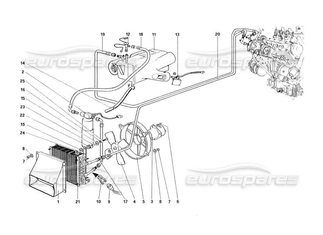 ferrari 328 (1985) système de conditionnement d'air schéma des pièces