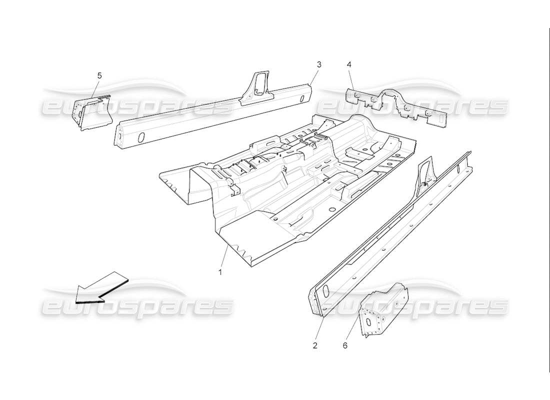 maserati qtp. (2006) 4.2 f1 cadres structurels centraux et panneaux en tôle schéma des pièces