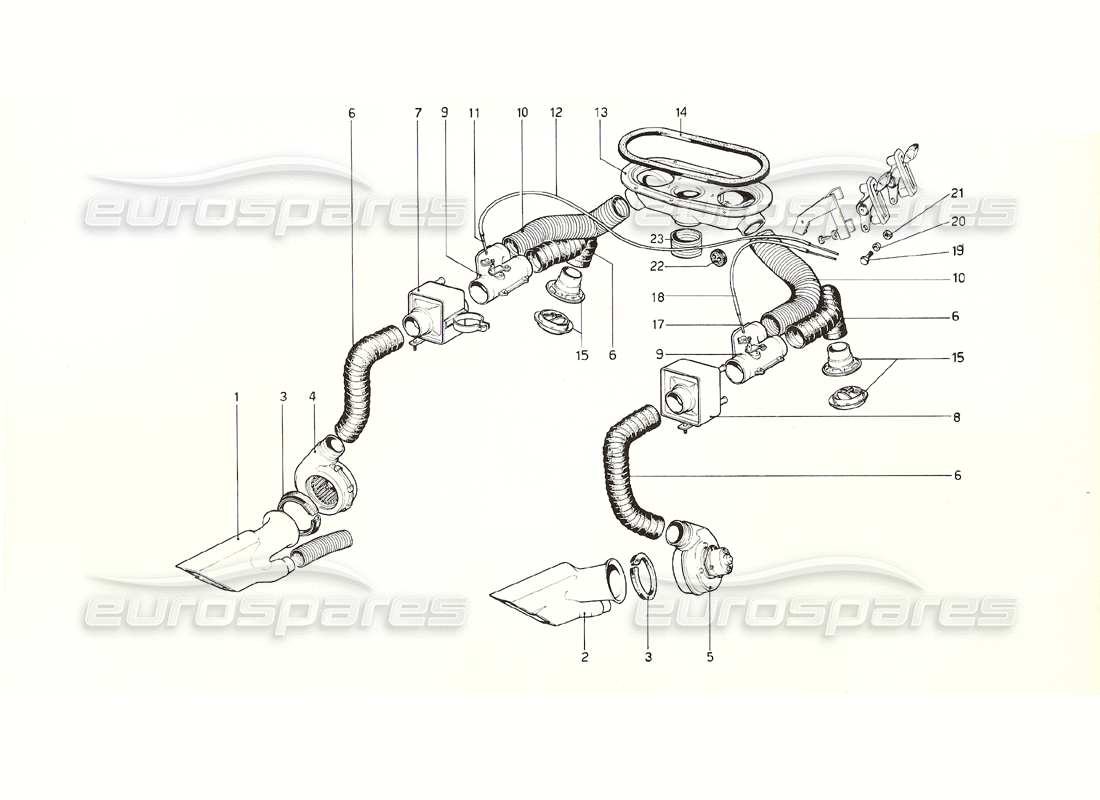 ferrari 308 gt4 dino (1976) système de chauffage schéma des pièces