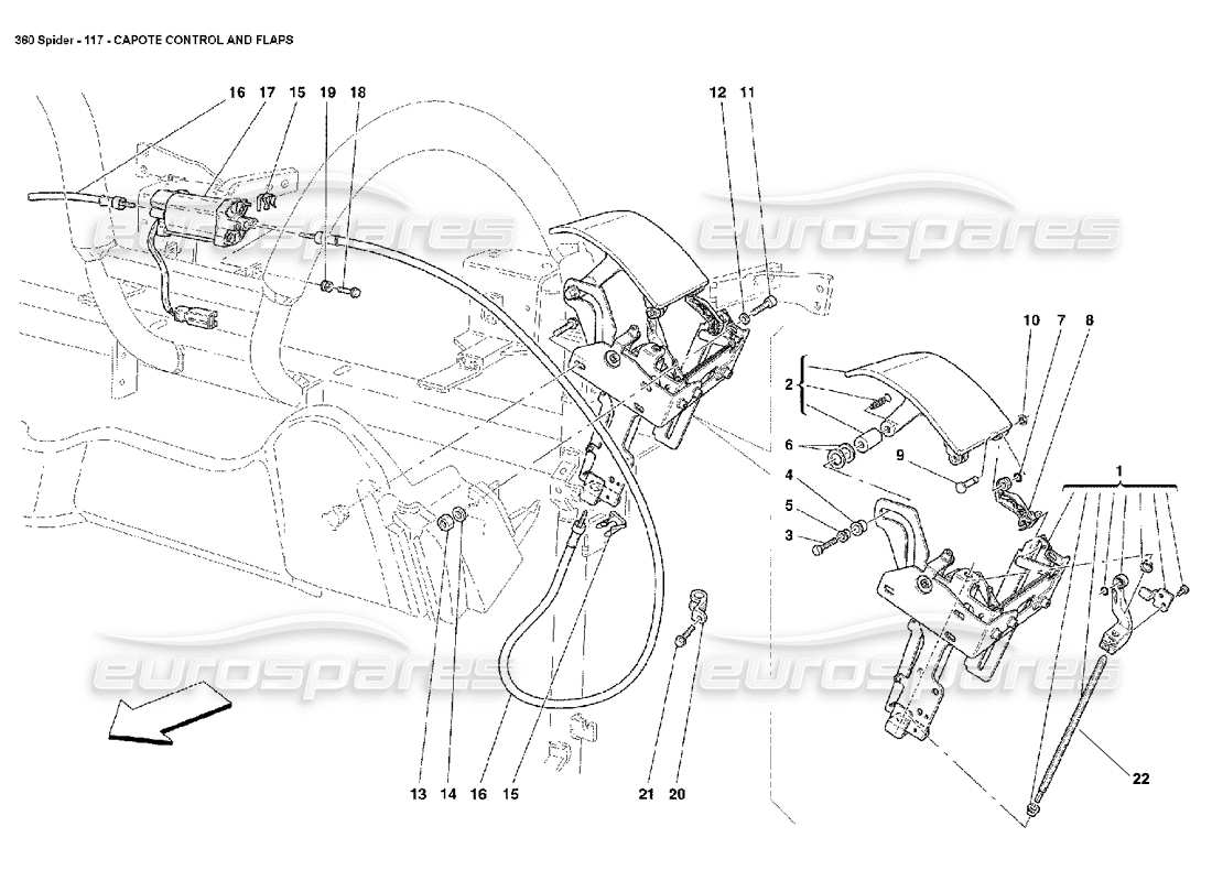 ferrari 360 spider contrôle capote et volets schéma des pièces