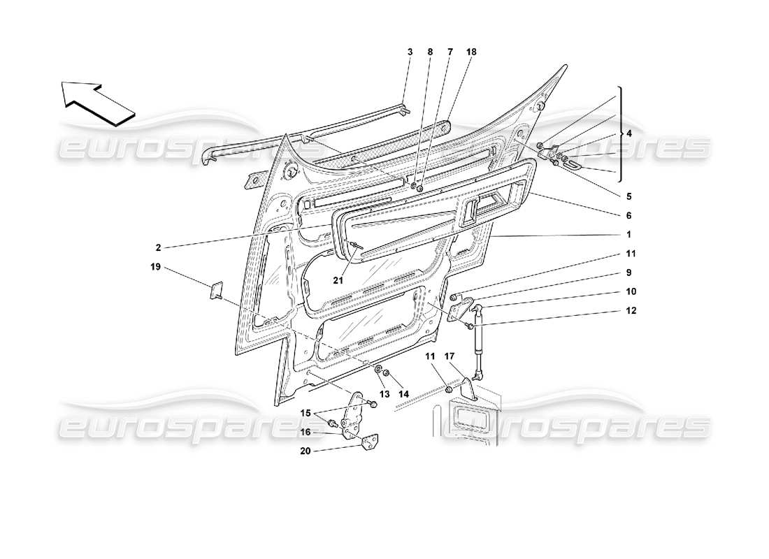 ferrari 355 (2.7 motronic) schéma des pièces du capot avant