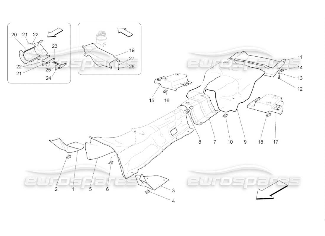 maserati qtp. (2007) 4.2 f1 panneaux d'isolation thermique à l'intérieur du schéma des pièces du véhicule