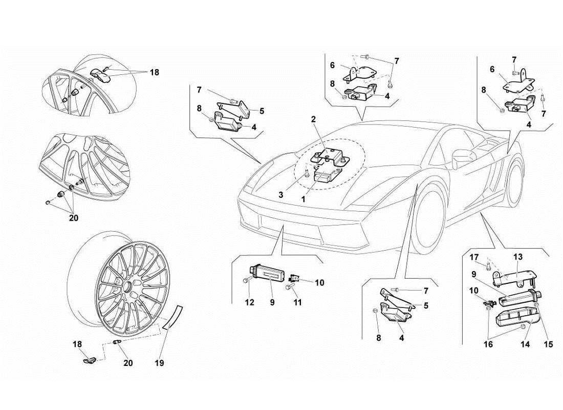 lamborghini gallardo lp560-4s update système tpms schéma des pièces