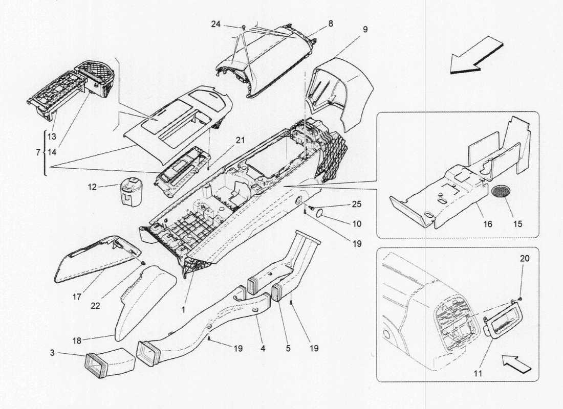 maserati qtp. v6 3.0 tds 275bhp 2017 diagramme des pièces des boîtes à gants