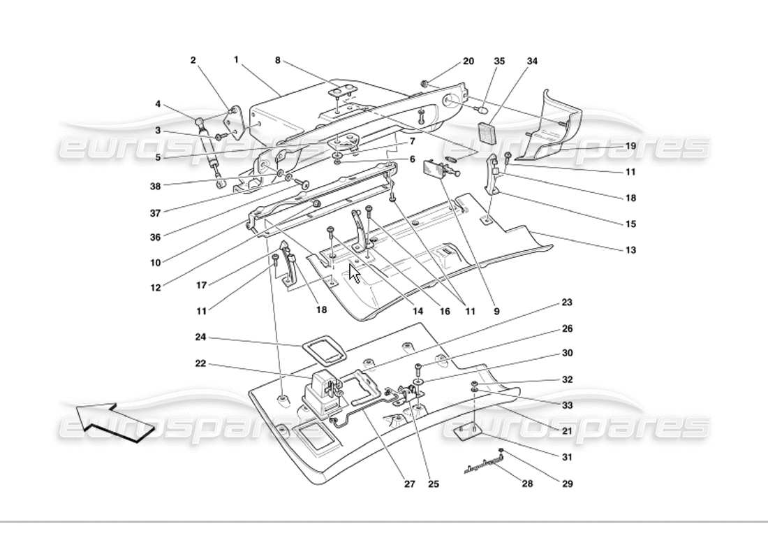 ferrari 360 modena schéma des pièces du tiroir du tableau de bord