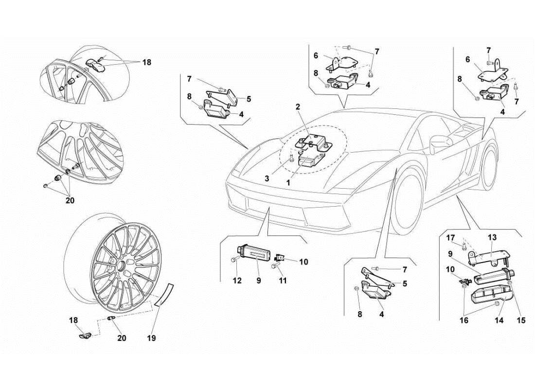 lamborghini gallardo sts ii sc schéma des pièces du système tpms