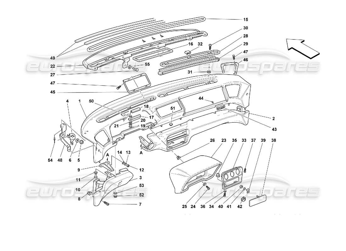 ferrari 355 (2.7 motronic) tableau de bord schéma des pièces