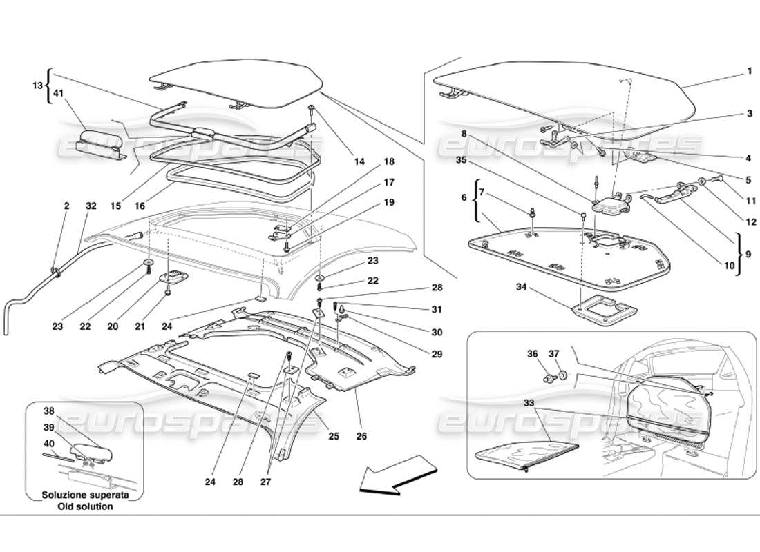 ferrari 360 modena dessus amovible schéma des pièces