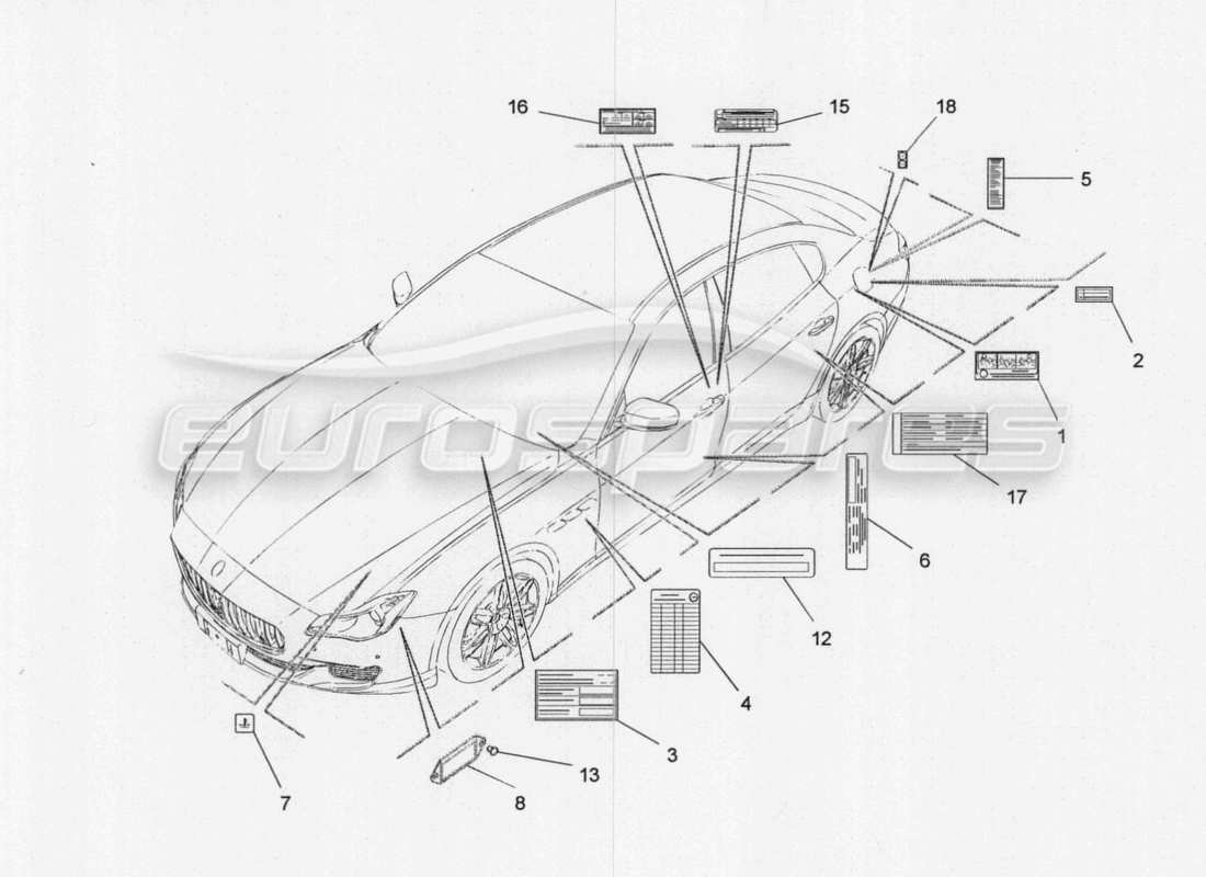 maserati qtp. v8 3.8 530bhp 2014 auto diagramme de pièces d'autocollants et d'étiquettes