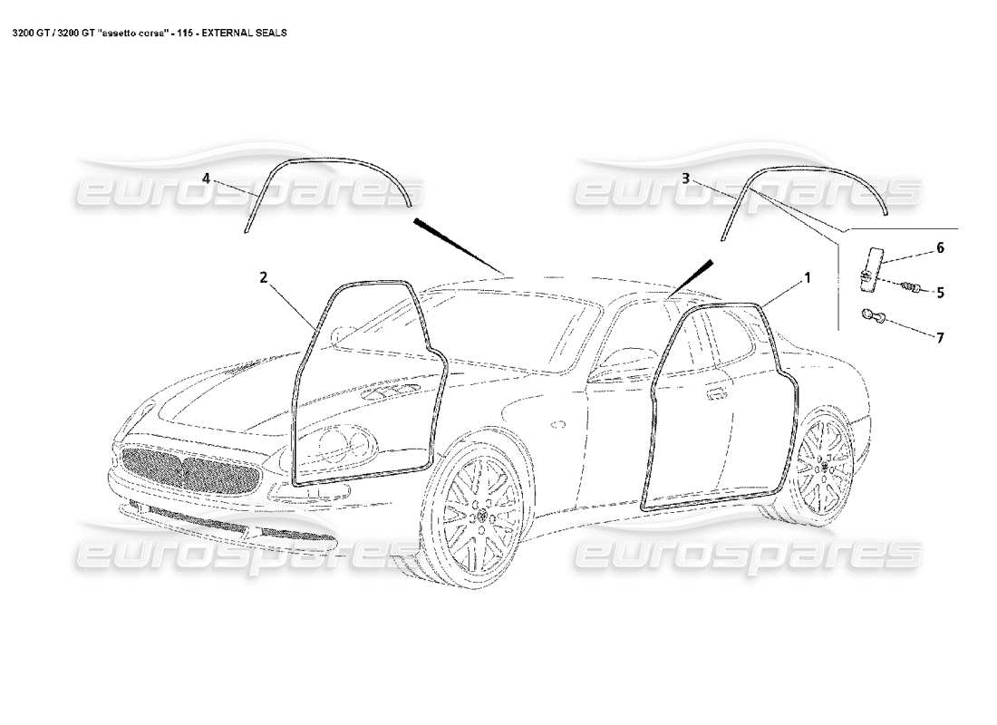 maserati 3200 gt/gta/assetto corsa joints externes schéma des pièces
