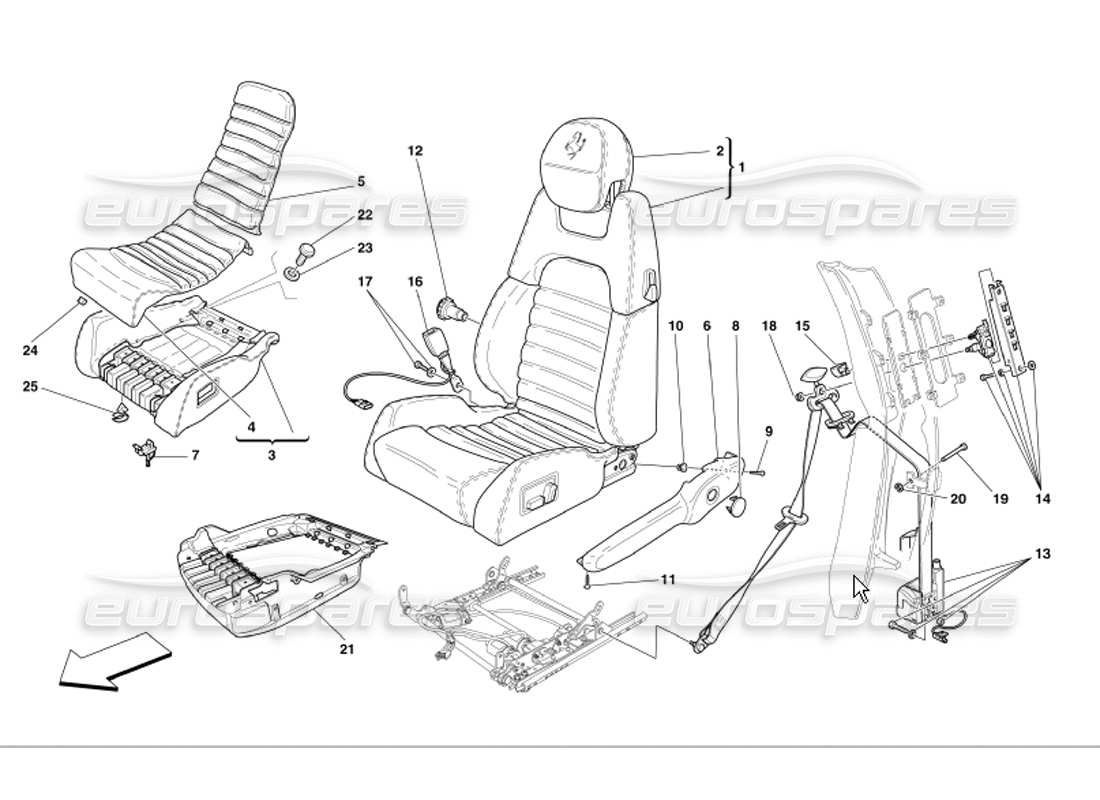 ferrari 360 modena ceintures de sécurité électriques schéma des pièces