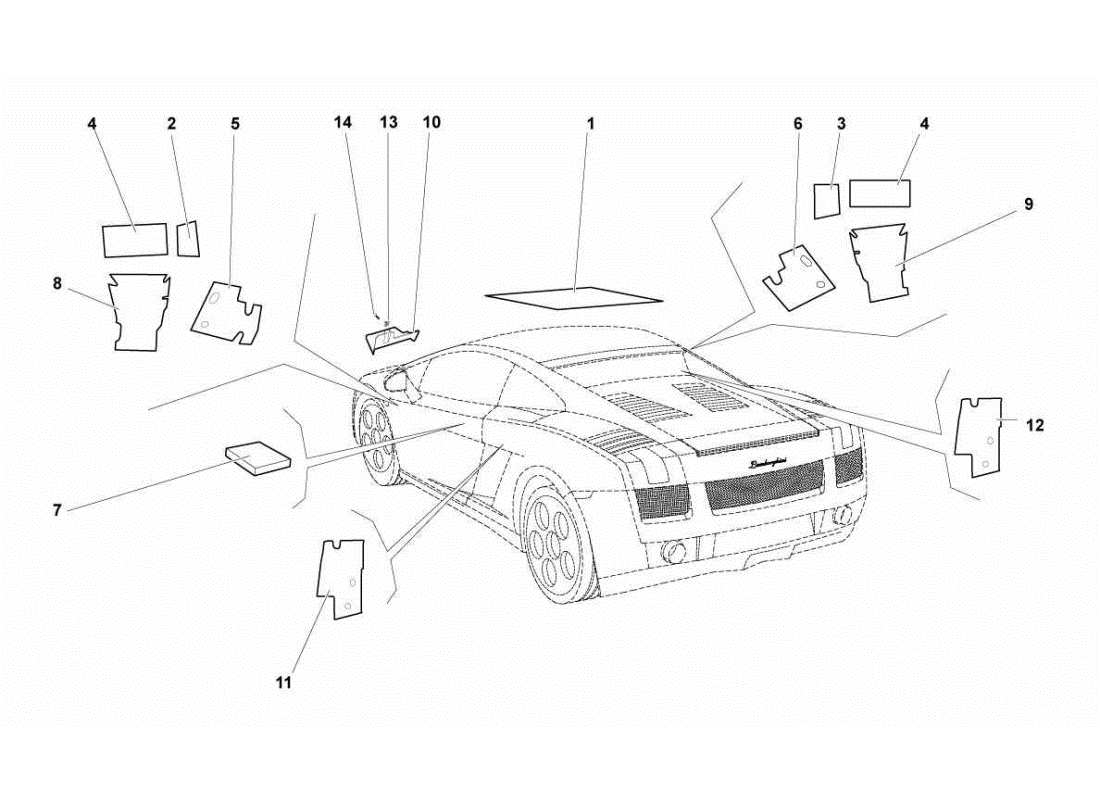 lamborghini gallardo sts ii sc isolations et insonorisation schéma des pièces