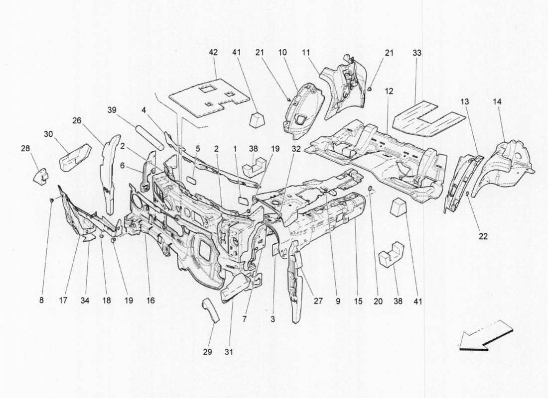 maserati qtp. v6 3.0 bt 410bhp 2015 panneaux d'insonorisation à l'intérieur schéma des pièces