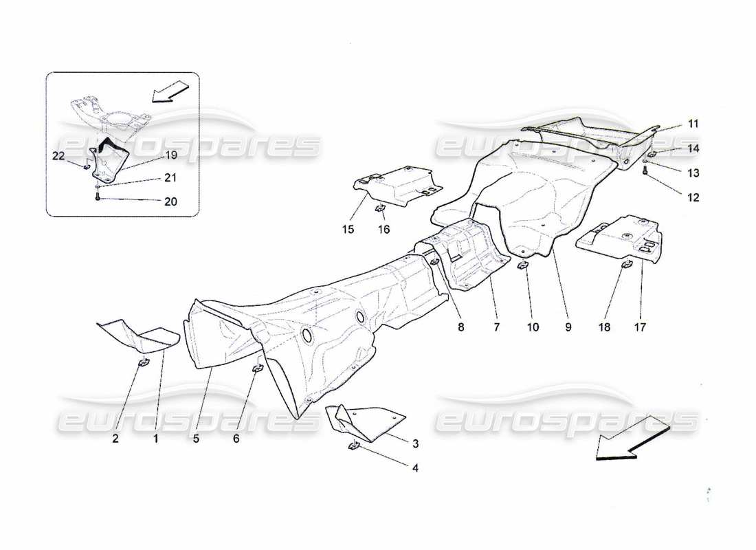 maserati qtp. (2010) 4.7 panneaux d'isolation thermique à l'intérieur du schéma des pièces du véhicule