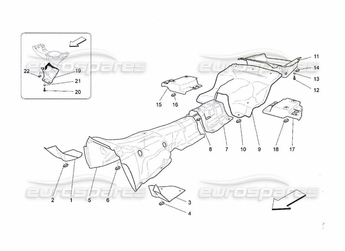 maserati qtp. (2010) 4.7 panneaux d'isolation thermique à l'intérieur du schéma des pièces du véhicule