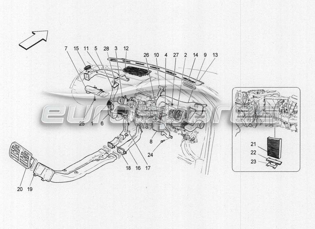 maserati grancabrio mc centenario gruppo ac : diagramme des pièces de diffusion