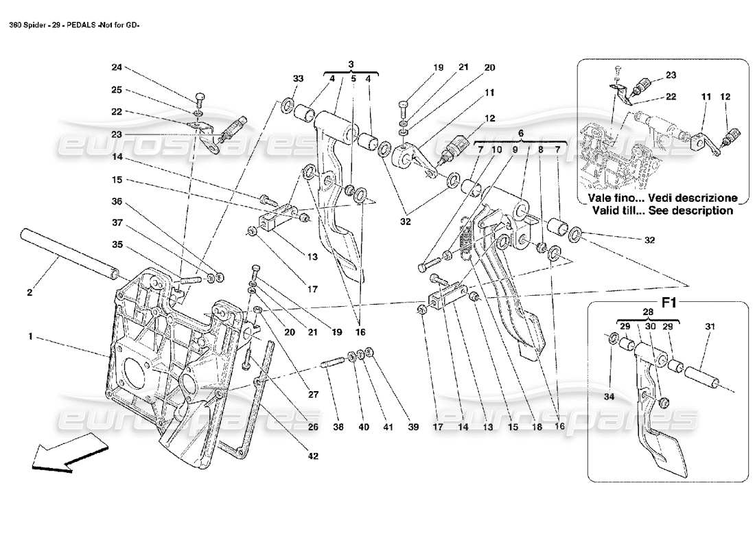 ferrari 360 spider pédales schéma des pièces